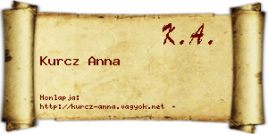 Kurcz Anna névjegykártya